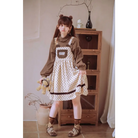 Corduroy Teddy Overall Dress in Brown or Polkadot Print - dress