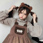 Corduroy Teddy Overall Dress in Brown or Polkadot Print - Cosparty