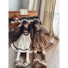 Corduroy Teddy Overall Dress in Brown or Polkadot Print - dress