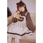 Corduroy Teddy Overall Dress in Brown or Polkadot Print - Cosparty