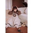 Corduroy Teddy Overall Dress in Brown or Polkadot Print - Cosparty