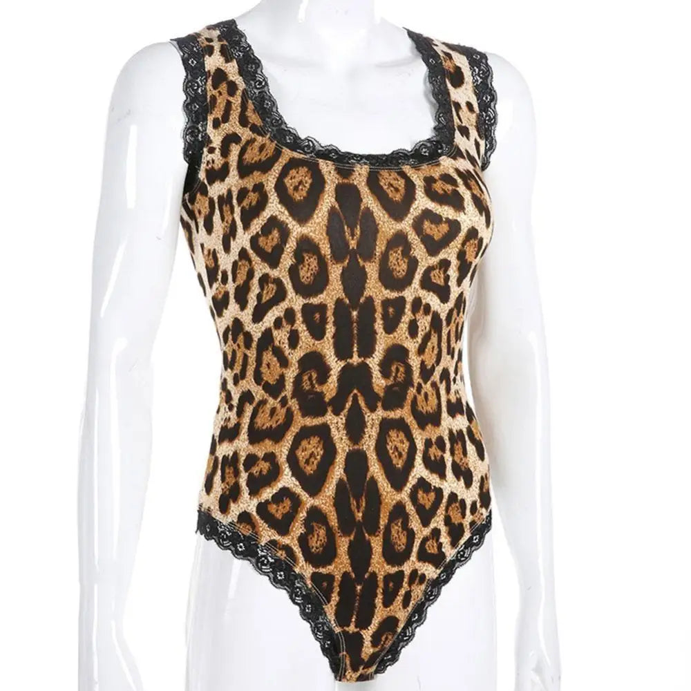 Corset Backed Leopard Print Bodysuit for a Fierce Look - onesie