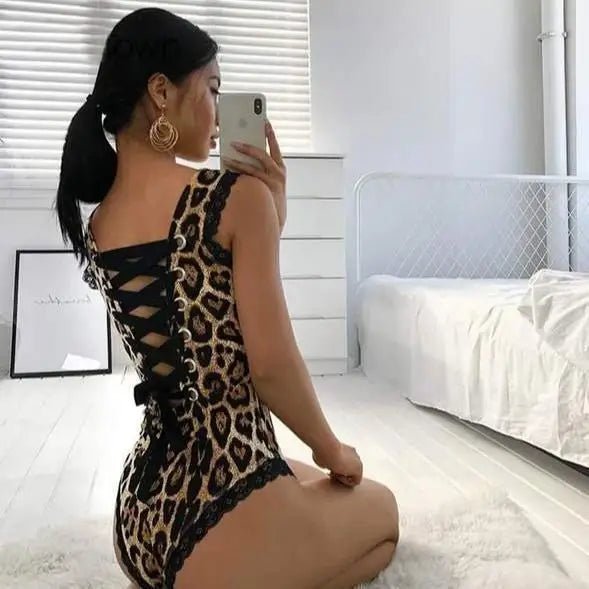Corset Backed Leopard Print Bodysuit for a Fierce Look - Cosparty