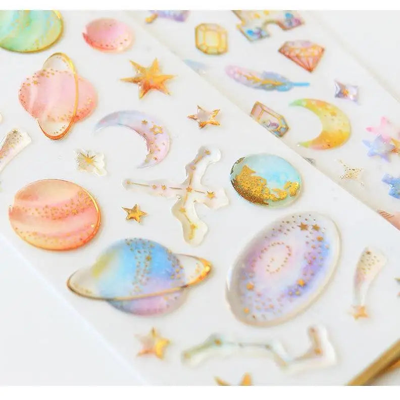 fairy kei jewel sticker sheet milky way galaxy gemstones enchanted kingdom sticker sheet decoration by Cosparty