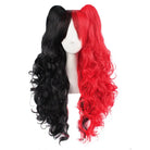 Cosplay-Ready Wig with Pigtails and Soft Fringe in Heat Resistant Fiber - Black / Red - Wig