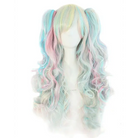 Cosplay-Ready Wig with Pigtails and Soft Fringe in Heat Resistant Fiber - Blue Pastel - Wig