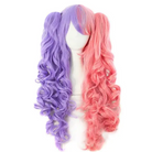 Cosplay-Ready Wig with Pigtails and Soft Fringe in Heat Resistant Fiber - Pink / Purple - Wig