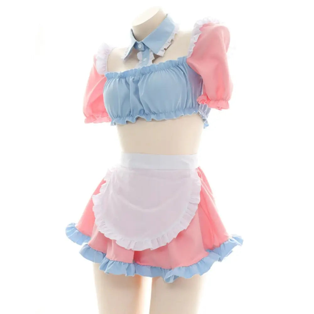 Cotton Candy Inspired Ruffled Maid Cosplay Set for Kawaii Fashion - costume