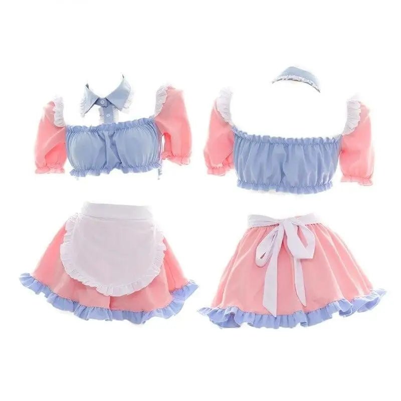 Cotton Candy Inspired Ruffled Maid Cosplay Set for Kawaii Fashion - Cosparty