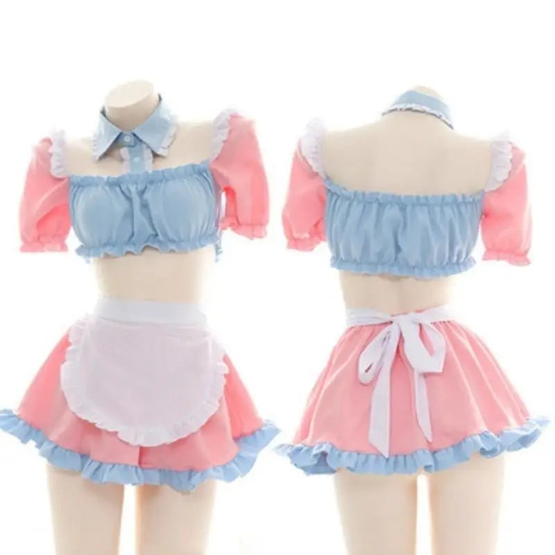 Cotton Candy Inspired Ruffled Maid Cosplay Set for Kawaii Fashion - Cosparty