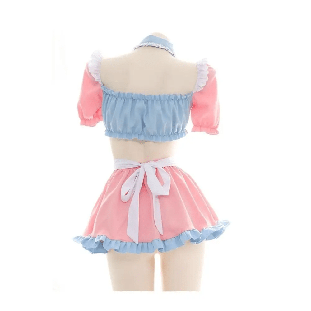 Cotton Candy Inspired Ruffled Maid Cosplay Set for Kawaii Fashion - Cosparty
