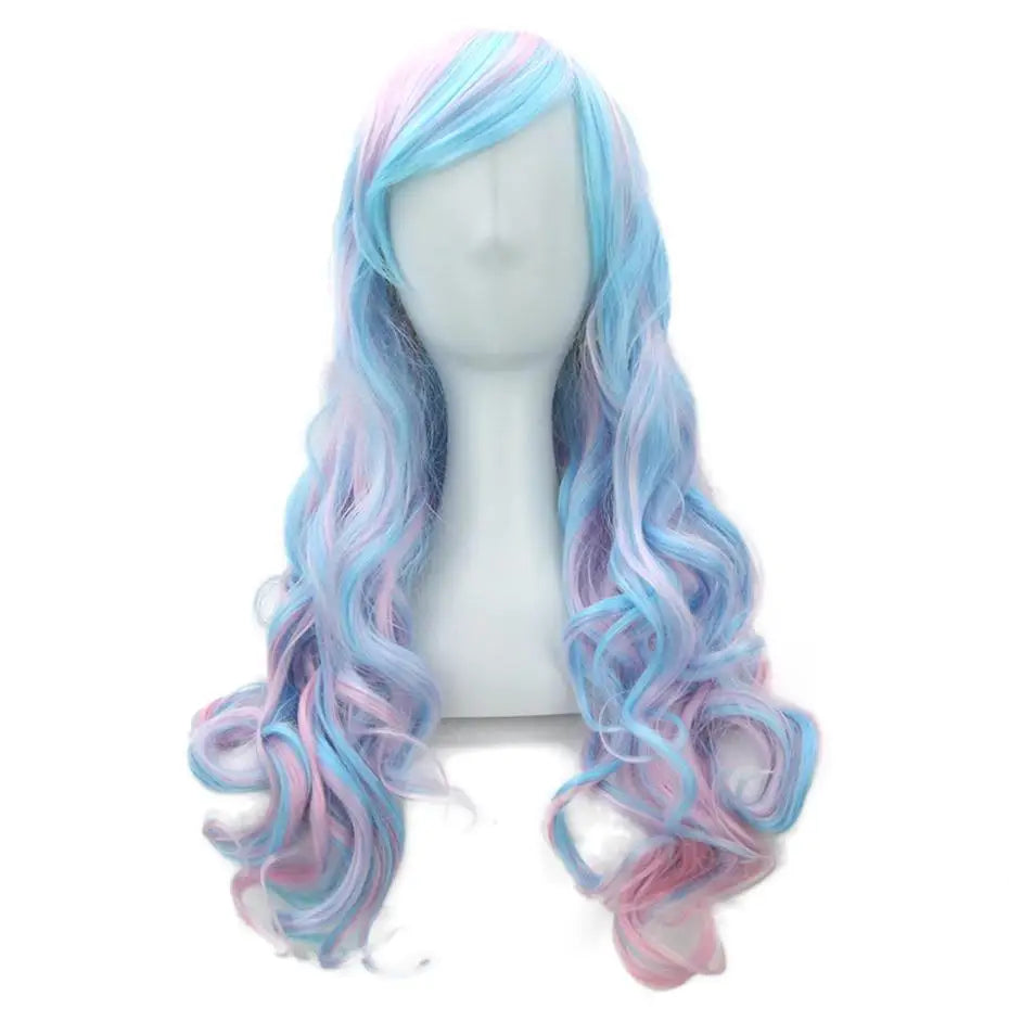 Cotton Candy Wig in Vibrant Colors for Cosplay or Kawaii Styles - wig