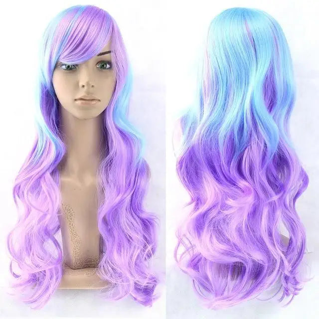 Long Cotton Candy Wig - Blue & Purple - wig