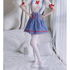 Country Alice in Wonderland Blue and White Plaid Lingerie Set - Cosparty