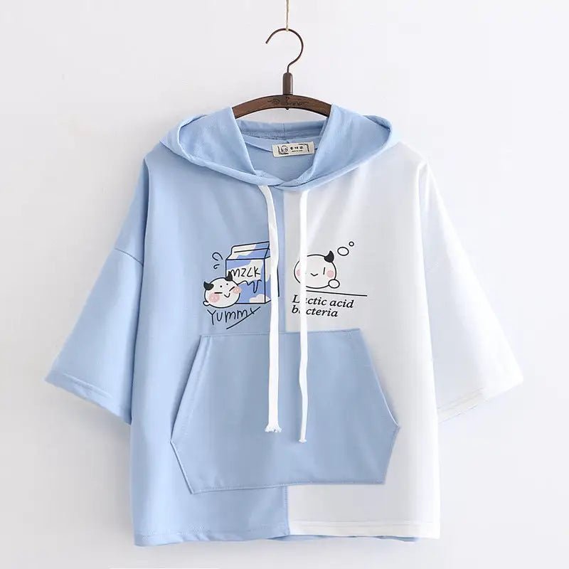 Cow's Milk Hoodie with Sailor Collar in Blue or Pink - Cosparty