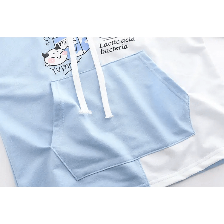 Cow's Milk Hoodie with Sailor Collar in Blue or Pink - Cosparty