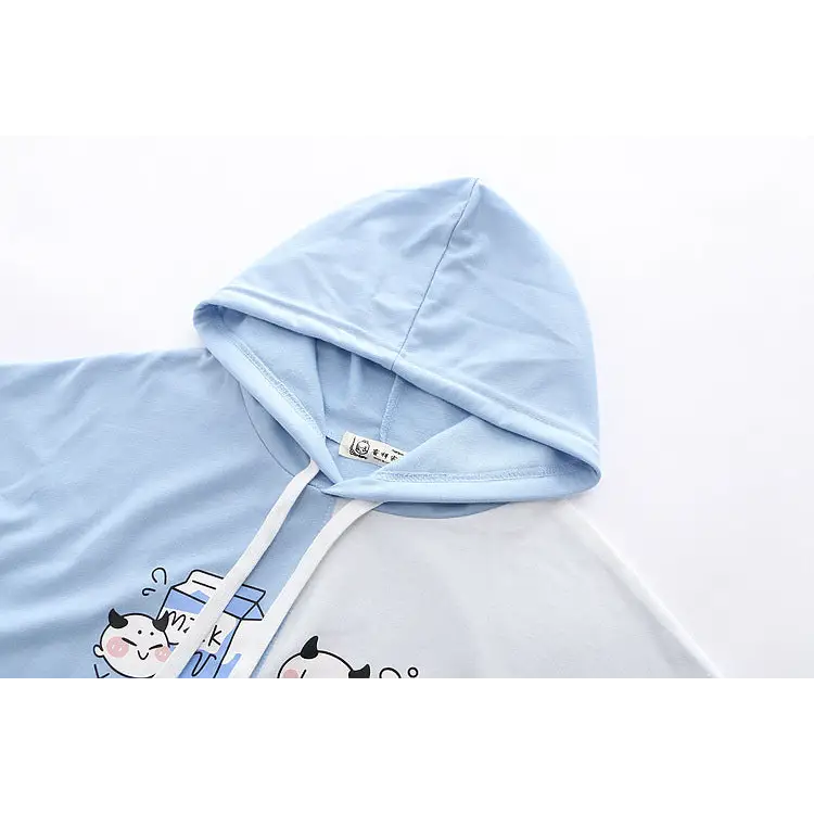 Cow’s Milk Hoodie with Sailor Collar in Blue or Pink - sweater