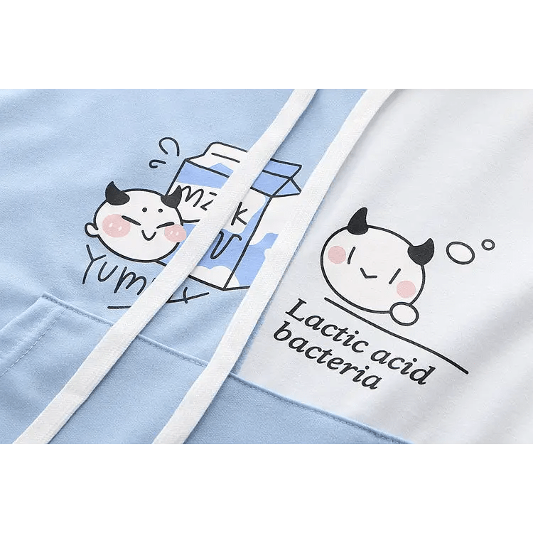 Cow's Milk Hoodie with Sailor Collar in Blue or Pink - Cosparty