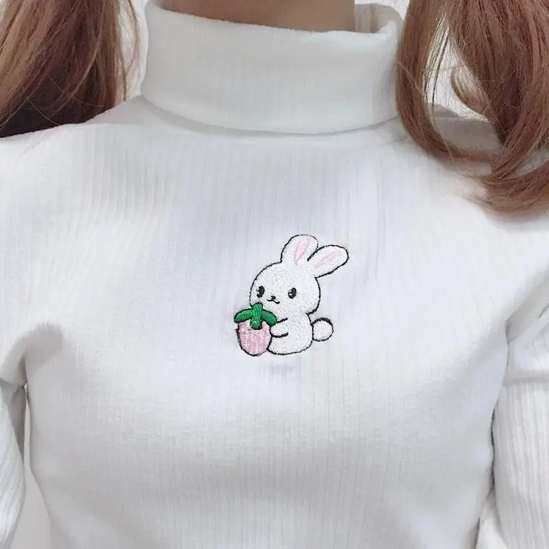 Cozy Baby Strawberry Bunny Turtleneck Sweater - sweater