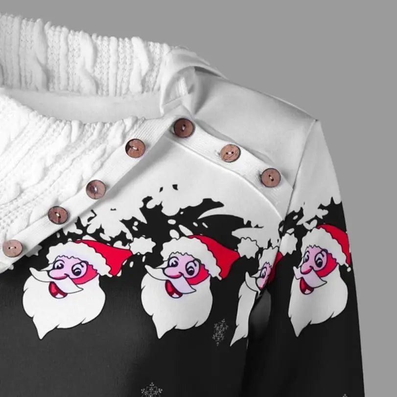 Cozy Cable Knit Cowl Neck Santa Sweater for Holiday Cheer - Cosparty