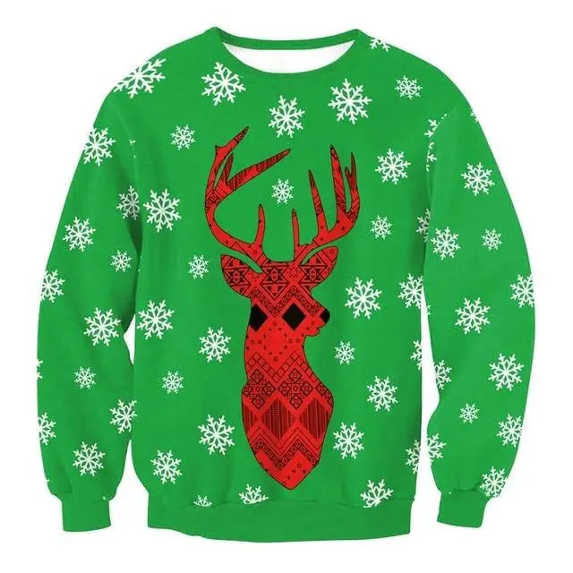 Cozy Christmas Crewneck Sweaters for Holiday Cheer - Green Reindeer / S - sweater