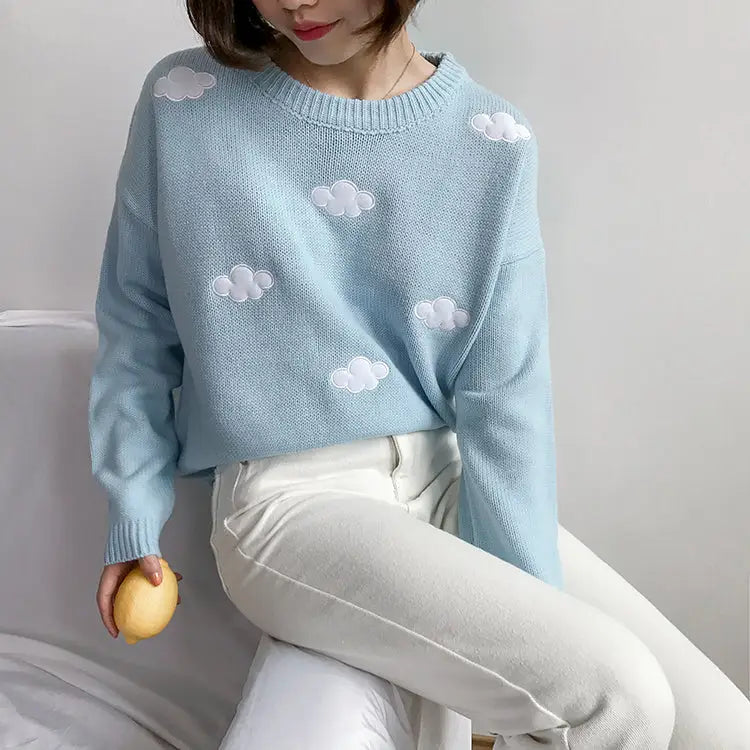 Cozy Cloud Crewneck Sweater for Ultimate Comfort and Style - Blue - Sweater