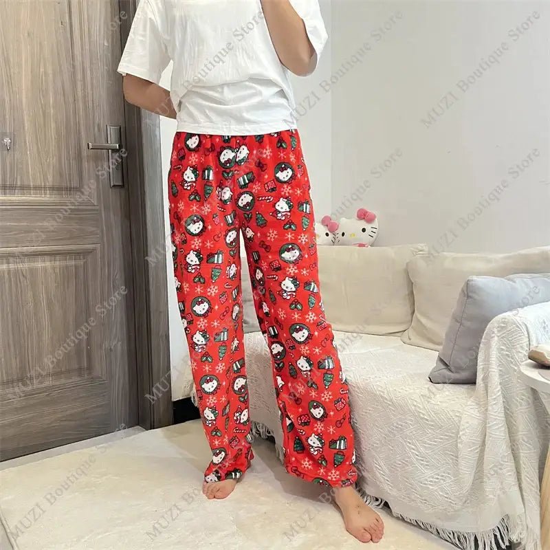Cozy Holiday Kitty Pajama Pants for Ultimate Comfort - Cosparty