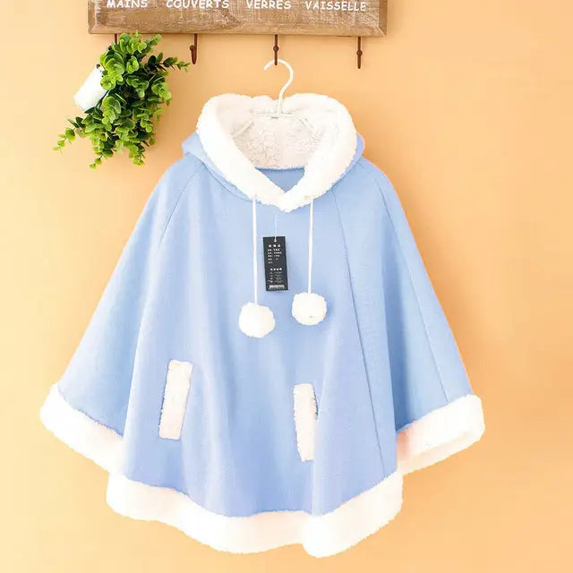 Cozy Kawaii Poncho in Assorted Colors for Daily Snuggles - Sweater