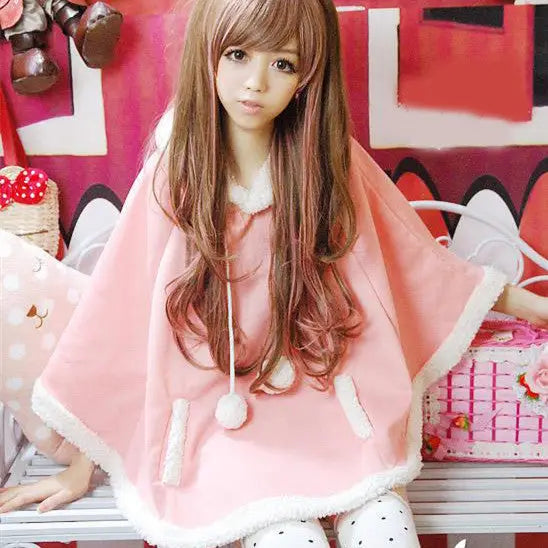 Cozy Kawaii Poncho in Assorted Colors for Daily Snuggles - Sweater