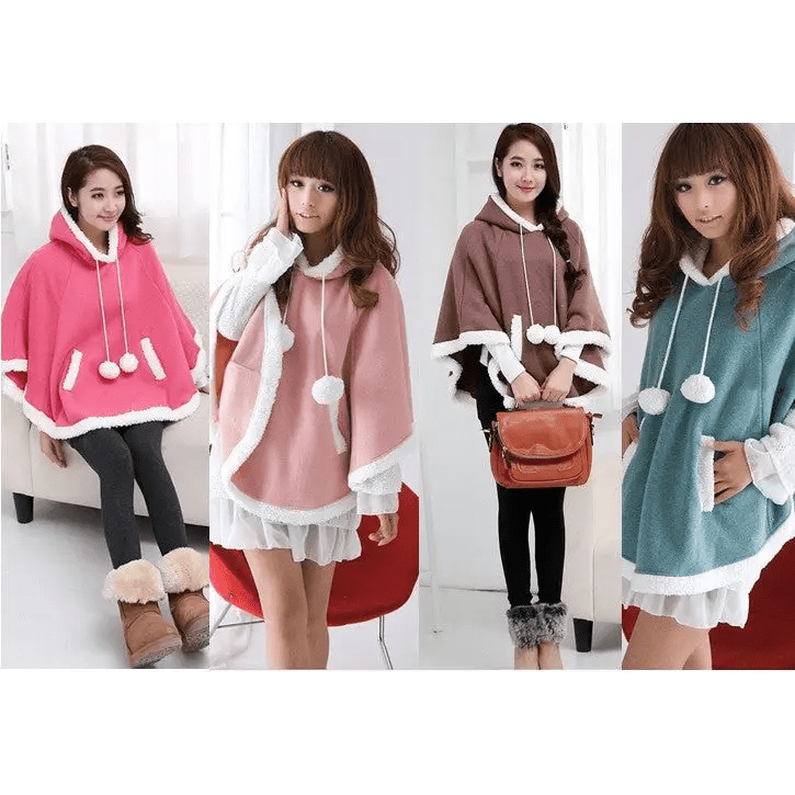 Cozy Kawaii Poncho in Assorted Colors for Daily Snuggles - Cosparty