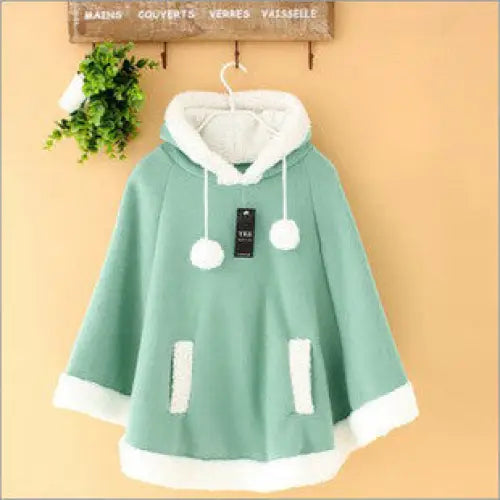 Cozy Kawaii Poncho in Assorted Colors for Daily Snuggles - Green - Sweater