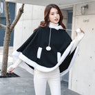 Cozy Kawaii Poncho in Assorted Colors for Daily Snuggles - Black - Sweater
