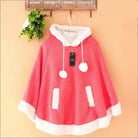 Cozy Kawaii Poncho in Assorted Colors for Daily Snuggles - Watermelon red - Sweater