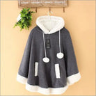 Cozy Kawaii Poncho in Assorted Colors for Daily Snuggles - Dark Grey - Sweater