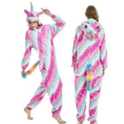 Cozy Kigurumi Costumes in Blue Unicorn and Pink Unicorn Styles - Pink Striped Unicorn / S - onesie