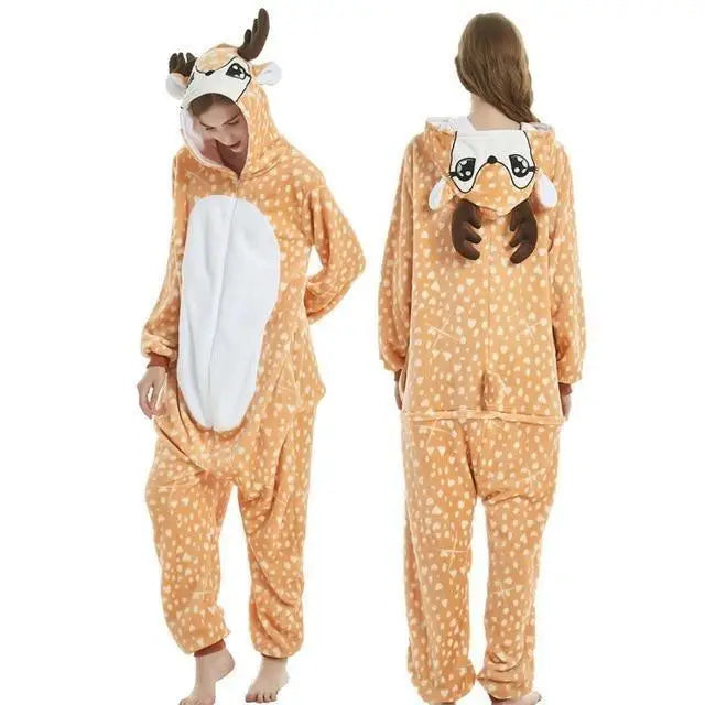 Cozy Kigurumi Costumes in Blue Unicorn and Pink Unicorn Styles - Deer / S - onesie