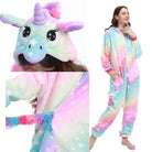 Cozy Kigurumi Costumes in Blue Unicorn and Pink Unicorn Styles - Pastel Rainbow Unicorn / S - onesie