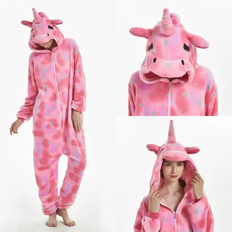 Cozy Kigurumi Costumes in Blue Unicorn and Pink Unicorn Styles - onesie