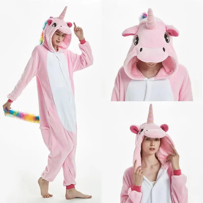 Cozy Kigurumi Costumes in Blue Unicorn and Pink Unicorn Styles - onesie