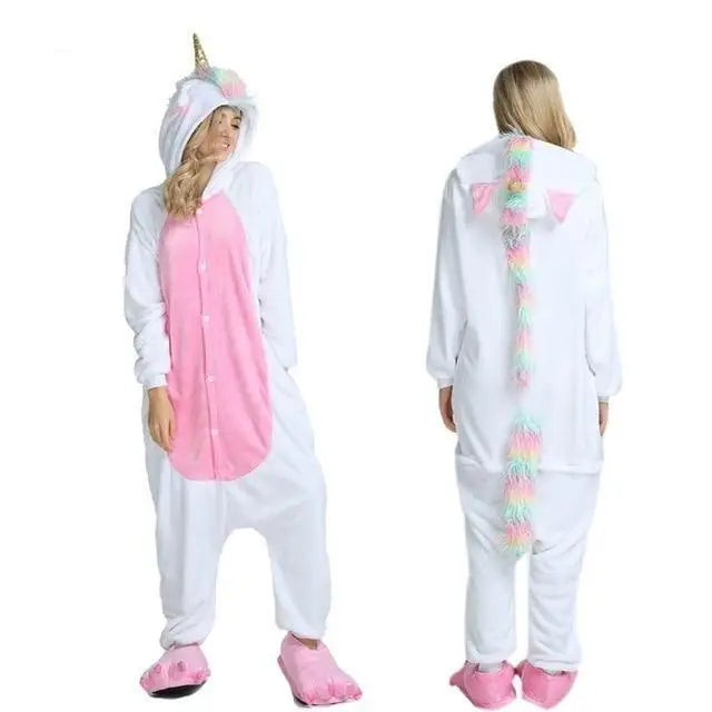 Cozy Kigurumi Costumes in Blue Unicorn and Pink Unicorn Styles - White Unicorn / S - onesie