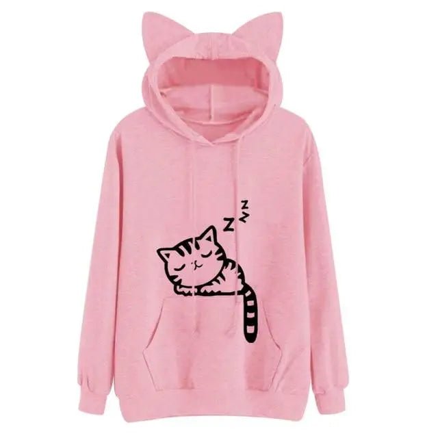 Cozy Kitten Pullover Hoodie for Sleepy Cat Lovers - Cosparty