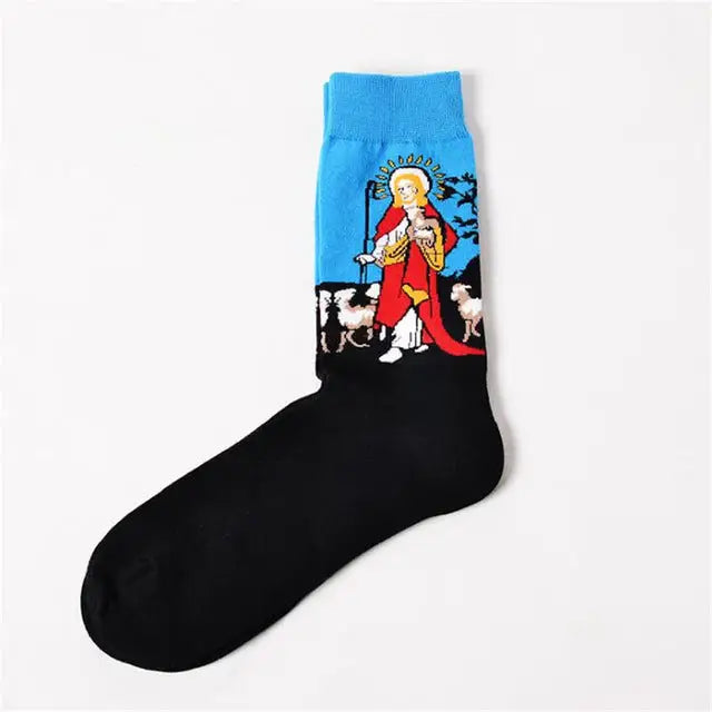 pablo picasso van gogh artist socks unisex paintings watercolor artwork classic contemporary antique vintage art by Cosparty