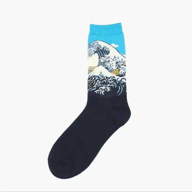 Cozy Knit Socks Featuring Vintage Artwork by Famous Artists - Cosparty