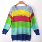 Cozy Long Sleeve Sweater Dress in Bright Rainbow Colors Org Instock - Cosparty