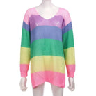 Cozy Long Sleeve Sweater Dress in Bright Rainbow Colors Org Instock - Cosparty