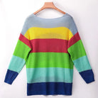 Cozy Long Sleeve Sweater Dress in Bright Rainbow Colors Org Instock - dress