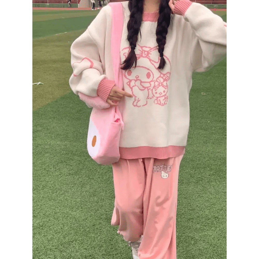 Cozy Melo and Cinna Knit Pullovers Featuring My Melody and Cinnamoroll - Cosparty