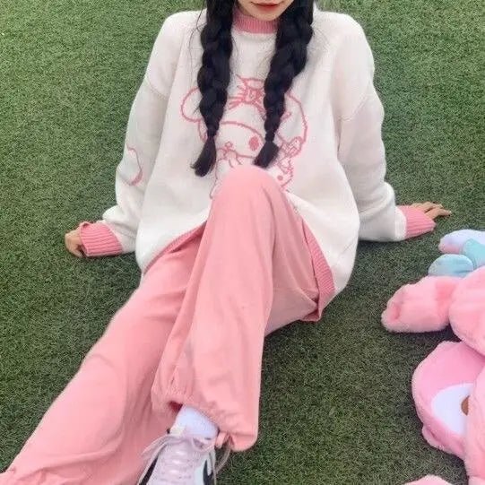 Cozy Melo and Cinna Knit Pullovers Featuring My Melody and Cinnamoroll - Cosparty