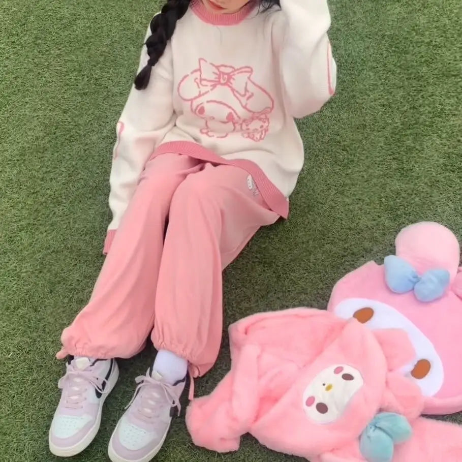 Cozy Melo and Cinna Knit Pullovers Featuring My Melody and Cinnamoroll - shirt