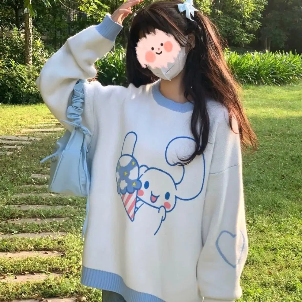 Cozy melo & cinna knit pullovers - cardigan - cat sweater - cinnamoroll - knit